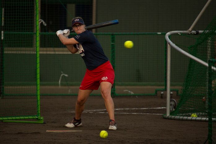USA Women’s National Softball Team practice in Iwakuni City