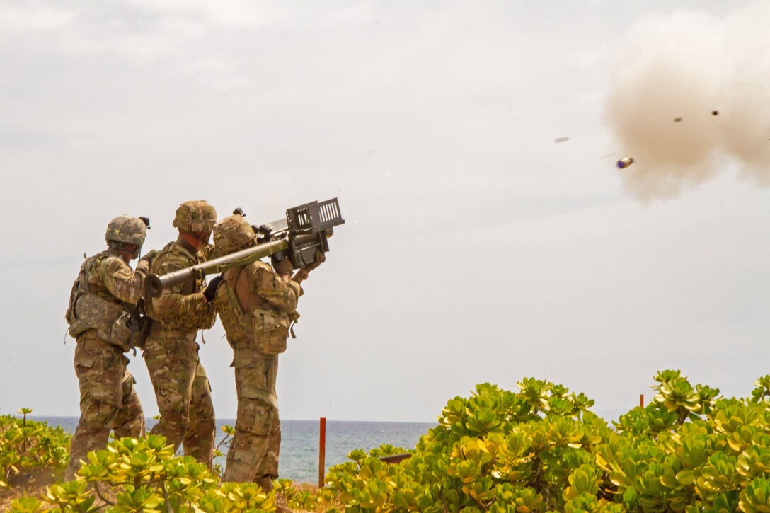 Soldiers fire a Stinger missile using Man-Portable Air Defense Systems