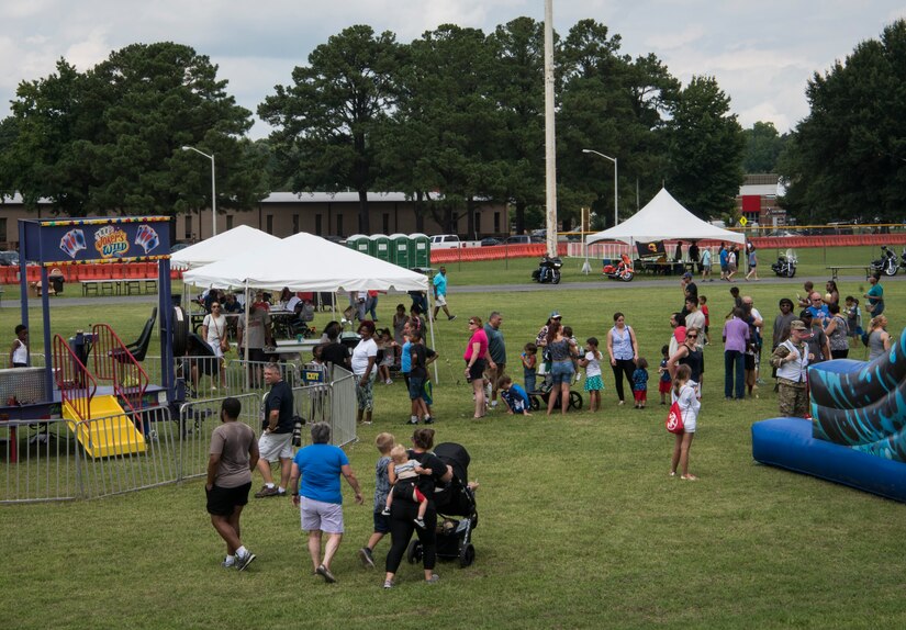 Attendees partake in the Fort Eustis Open House as part of the installation's 100th Anniversary Celebration at Joint Base Langley Eustis, Virginia, July 28, 2018.