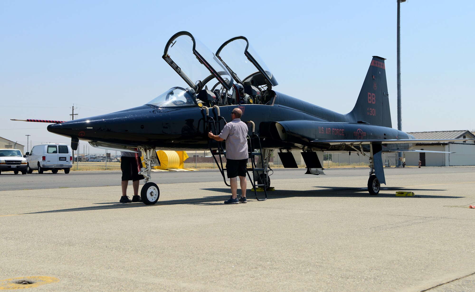 Recce Town’s T-38 Talons are a part of the companion trainer program, which provides U-2 Dragon Lady pilots with general flight training so they can keep their flying hours current. T-38 mechanics are responsible for keeping the Talons in working order. The mechanics recover the aircraft, perform inspections, provide refueling, and conduct scheduled and unscheduled maintenance. On average, the T-38s fly between 10 and 15 sorties a day. This pace allows up to 30 pilots to fly each day and helps keep them sharp.