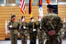 Soldier standing in front of formation