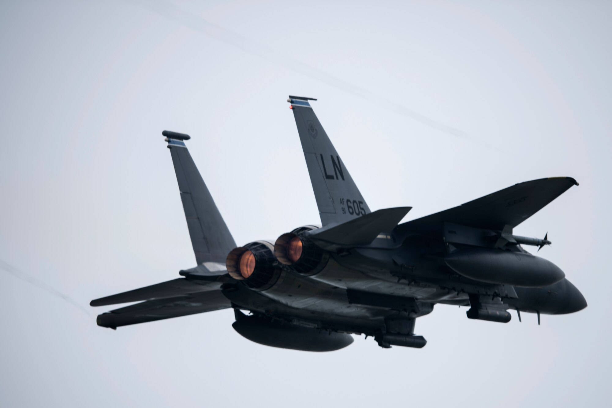 Col. Donn Yates, 48th Operations Group commander, takes off for his final flight at Royal Air Force Lakenheath, England, June 1. Yates is expected to take command of the 4th Fighter Wing at Seymour Johnson Air Force Base, North Carolina this summer. (U.S. Air Force photo/Senior Airman Malcolm Mayfield)