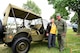 A WWII Veteran poses with a military reenactor during the Memphis Belle exhibit opening events May 17-19, 2018. (U.S. Air Force photo by Ken LaRock)