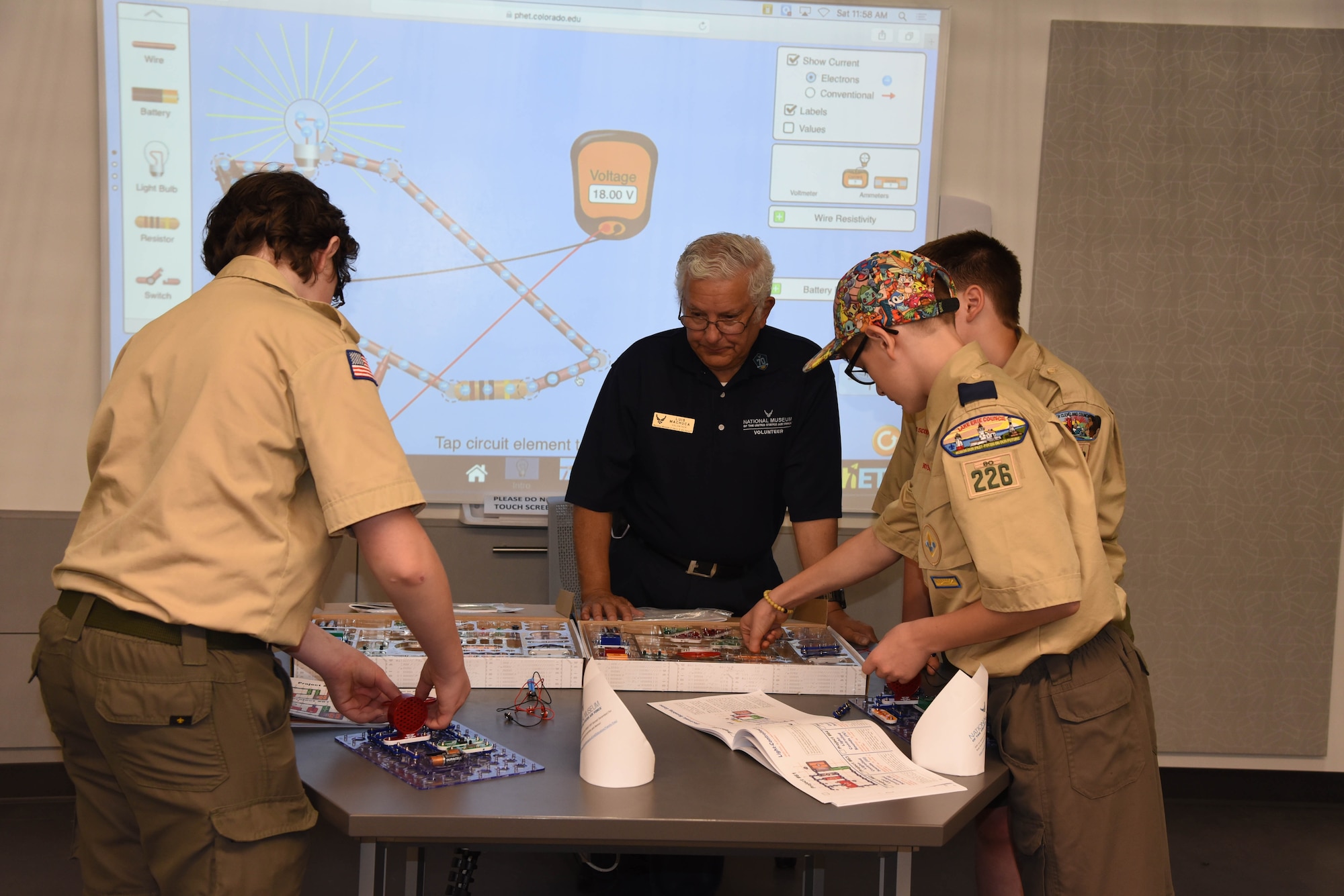Museum visitors take part in educational opportunities during the Memphis Belle exhibit opening events May 17-19, 2018. (U.S. Air Force photo by Ken LaRock)