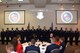The Airman Leadership School Class 18-D stands for recognition one last time before ending the graduation ceremony in the Event Center on Goodfellow Air Force Base, Texas, May 31, 2018. ALS is a six-week course designed to prepare senior airmen to assume supervisory duties by offering instruction in leadership, followership, written and oral communication skills, and the profession of arms. (U.S. Air Force photo by Airman 1st Class Zachary Chapman/Released)