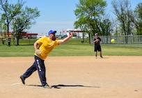 Team Minot faced-off against Team Grand Forks in the fourth annual Wingman Week softball tournament at Devils Lake, North Dakota, May 24, 2018.