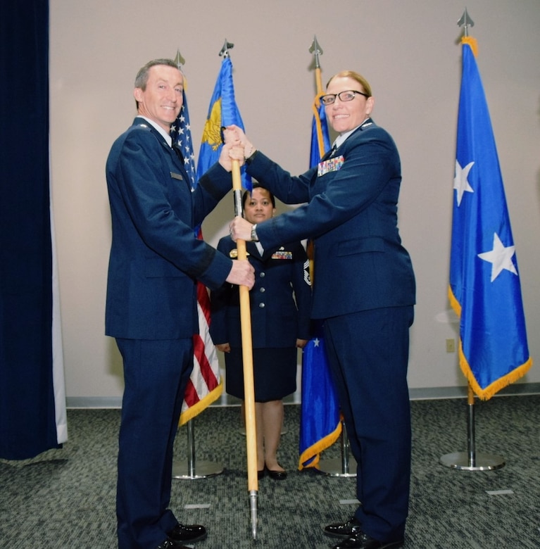 Reserve Citizen Airmen assigned to the 960th Cyberspace Operations Group witnessed a change of command during a ceremony at Joint Base San Antonio-Lackland, June 2.