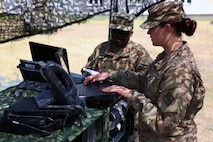 Soldiers at computer