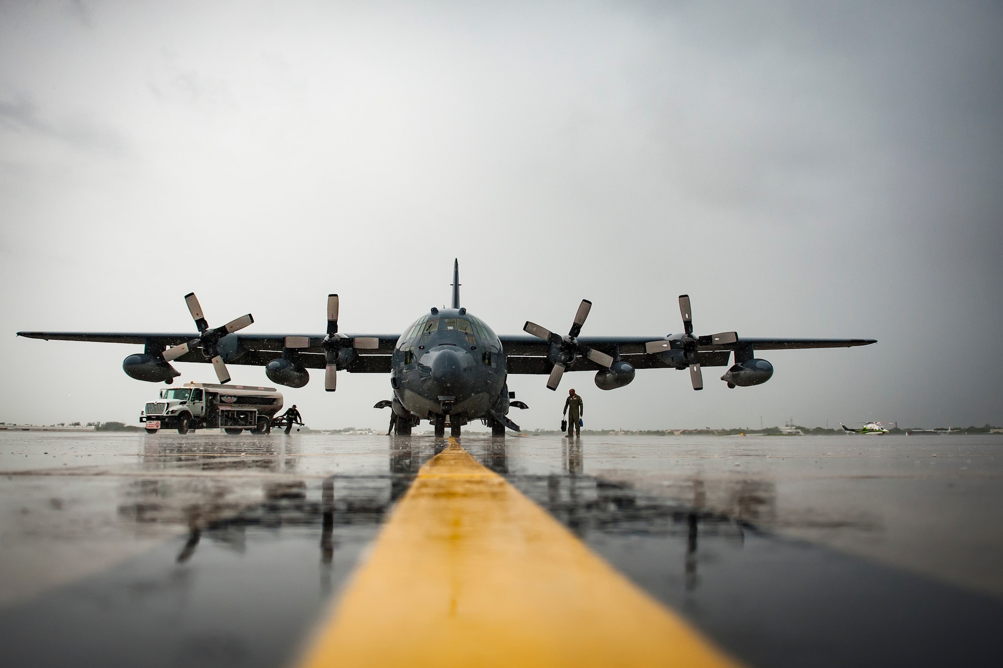 Air Force Reserve Staff Sergeant Raphael Tavernier with the 39th Rescue Squadron out of Patrick Air Force Base in Cocoa Beach, Florida, walks away from an HC-130- P/N “King” on May 25th, 2018, at Miami, after a practice run for the 2nd annual Salute to American Heroes Air and Sea Show over Miami Beach, Florida. This two-day event showcases military fighter jets and other aircraft and equipment from all branches of the United States military in observance of Memorial Day, honoring servicemembers who have made the ultimate sacrifice. (U.S. Air Force photo/Staff Sgt. Jared Trimarchi)