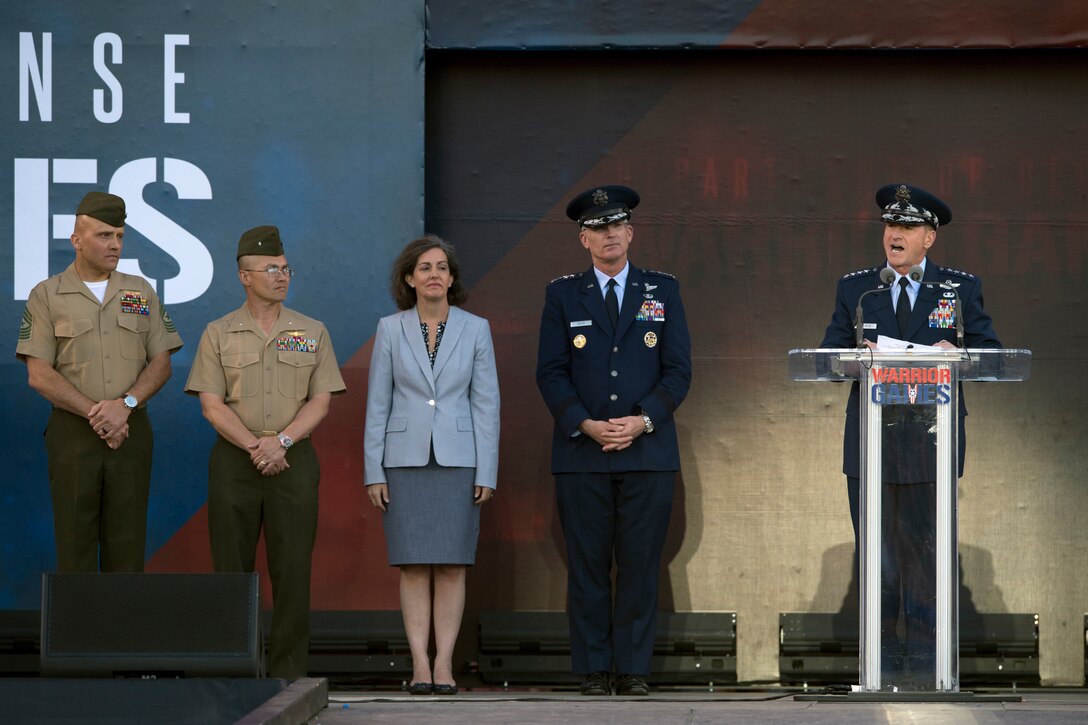 Air Force Chief of Staff Gen. David L. Goldfein speaks at opening ceremonies for the 2018 Defense Department Warrior Games