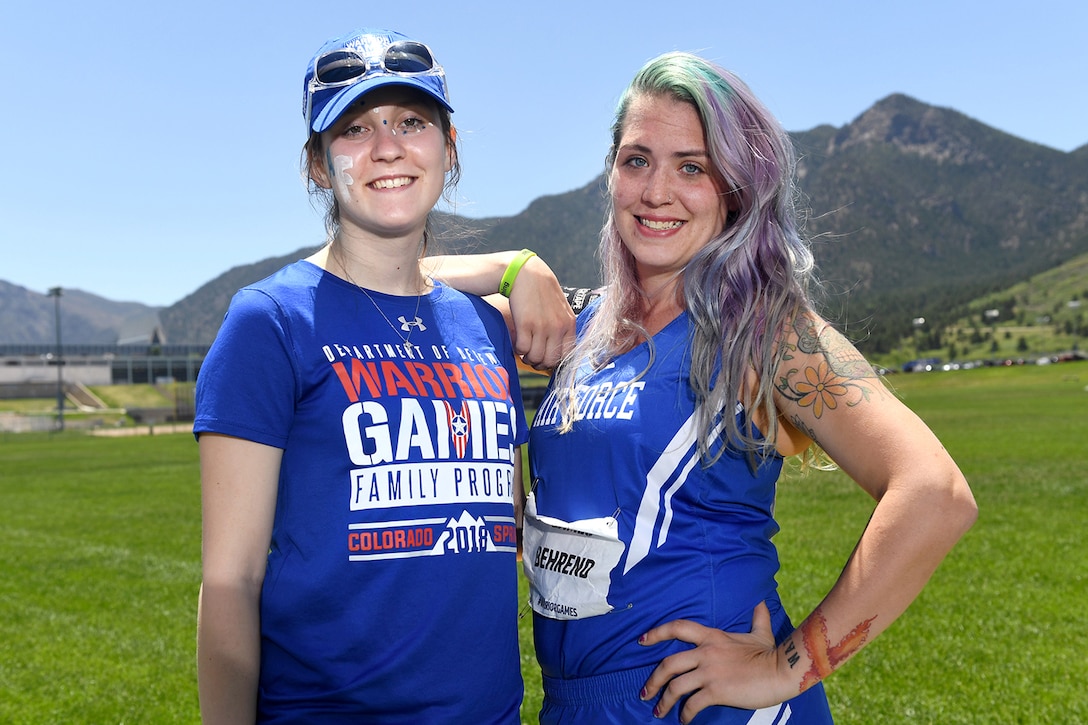 Two sisters pose for a photo during the 2018 Defense Department Warrior Games.