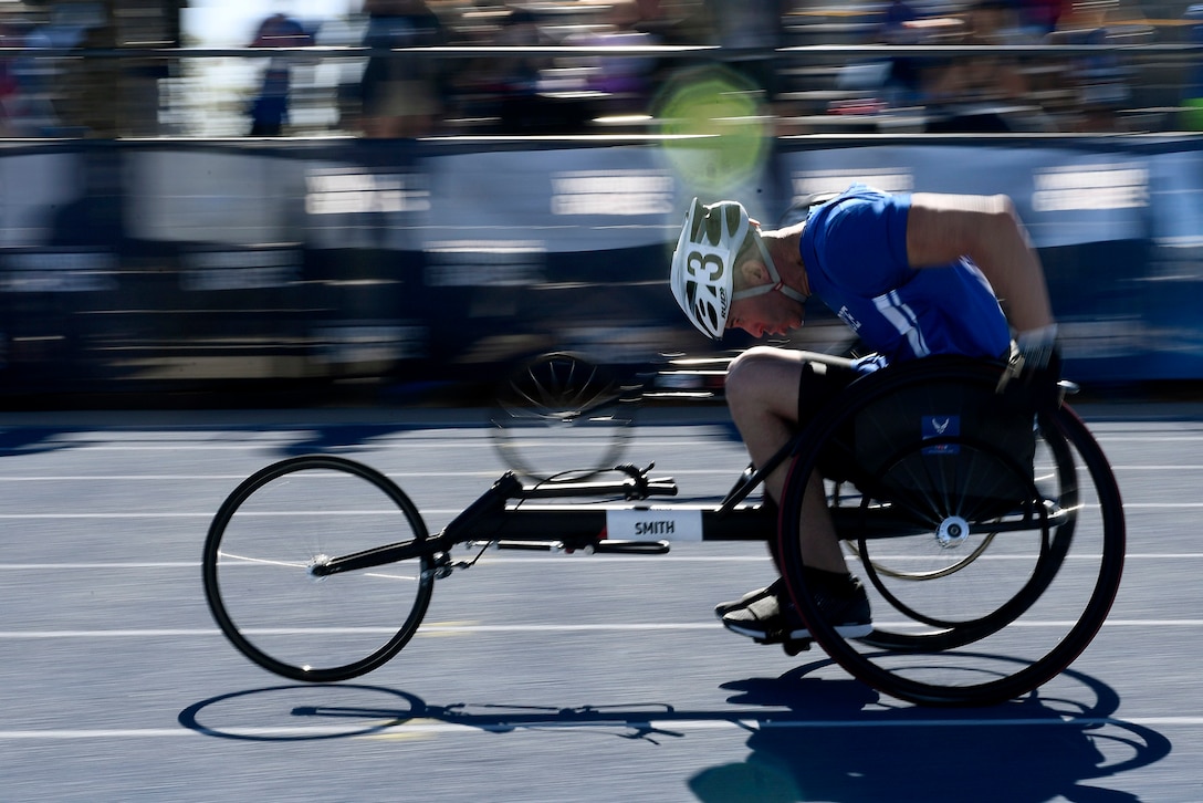 Team Air Force athlete Joshua Smith participates in the 2018 Defense Department Warrior Games.