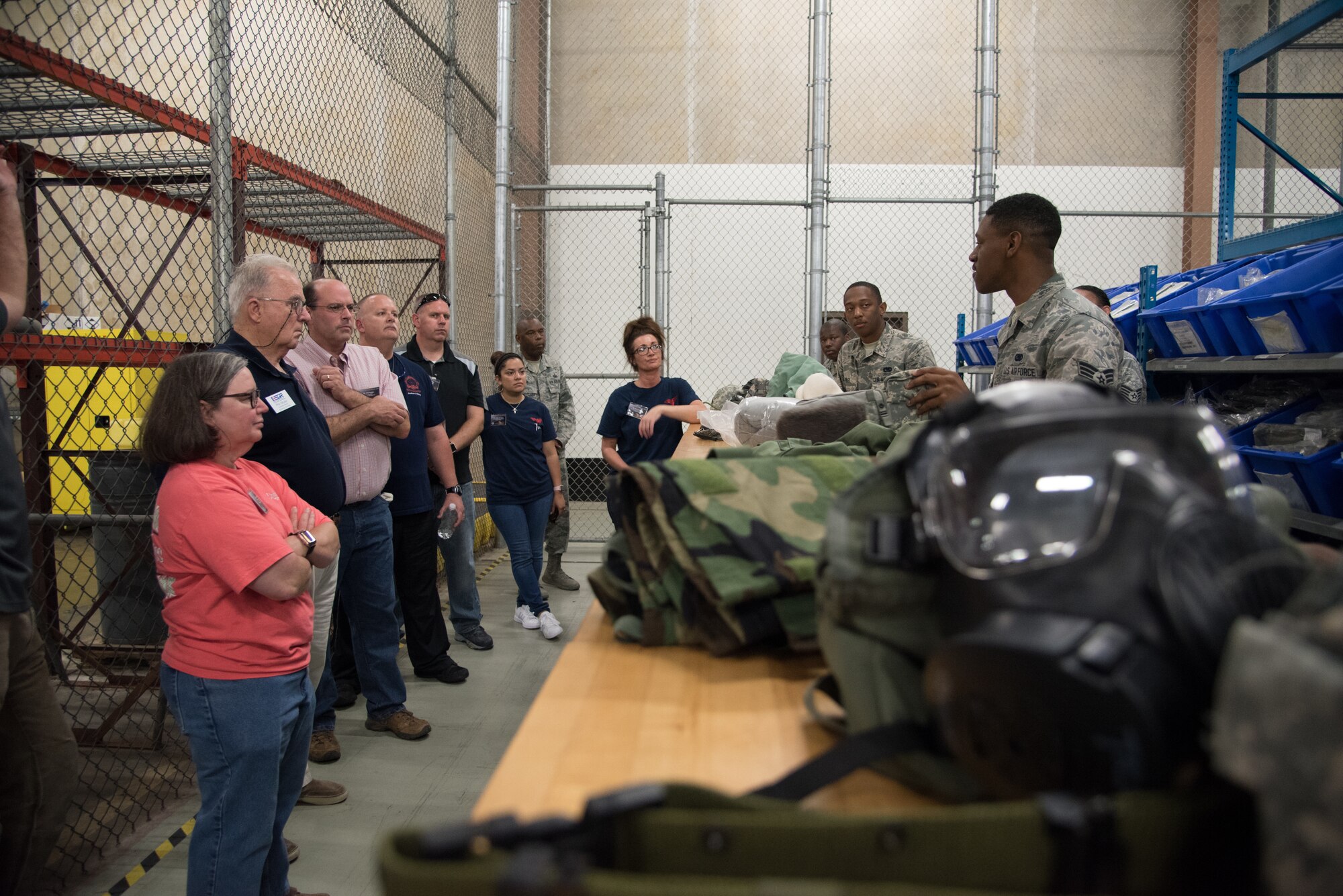 Civilian employers of 403rd Wing service members tour various shops within the 403rd Wing during Employer Appreciation Day at Keesler Air Force Base, Mississippi, June 2, 2018.  This gives employers the opportunity to see what the service member does on a unit training assembly for their Air Force Reserve career. (U.S. Air Force photo by Maj. Marnee A. C. Losurdo)