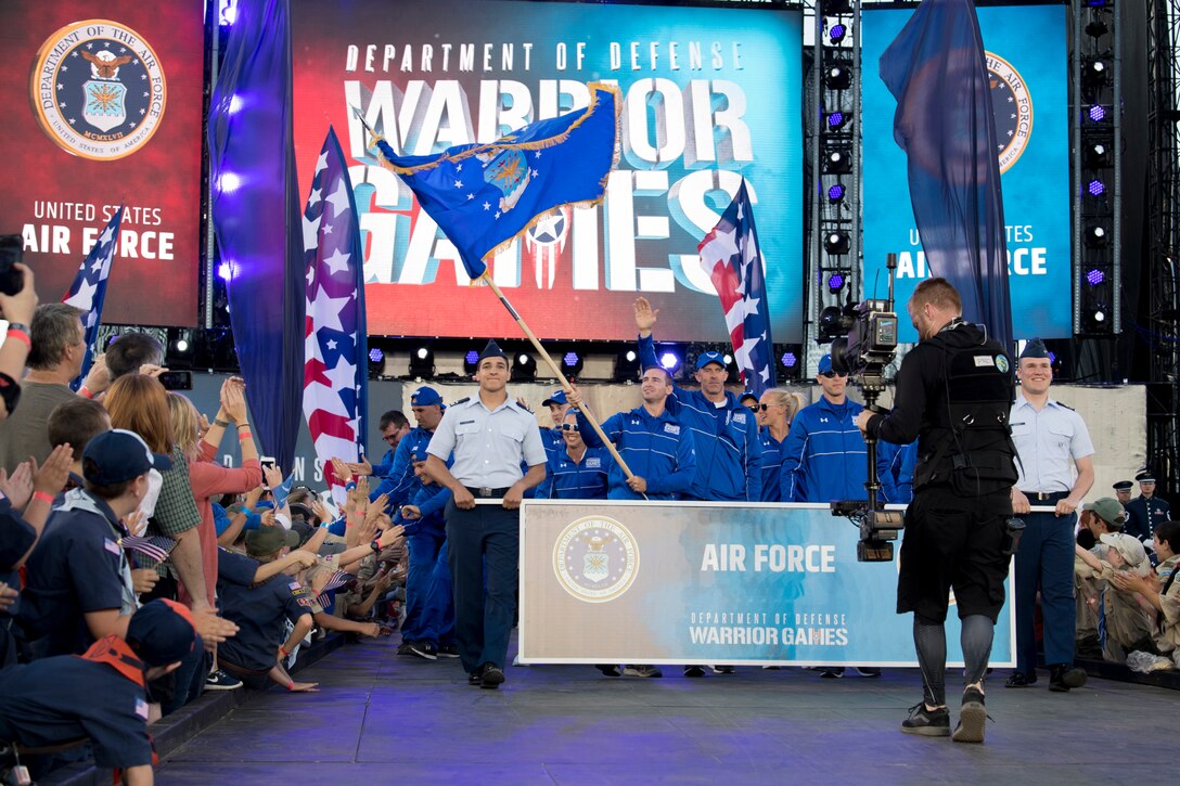 Team Air Force enters opening ceremonies for the 2018 Department of Defense Warrior Games.