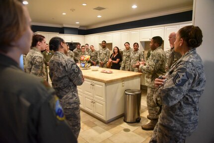 Orientation given in kitchen of the Fisher House for Families of the Fallen.