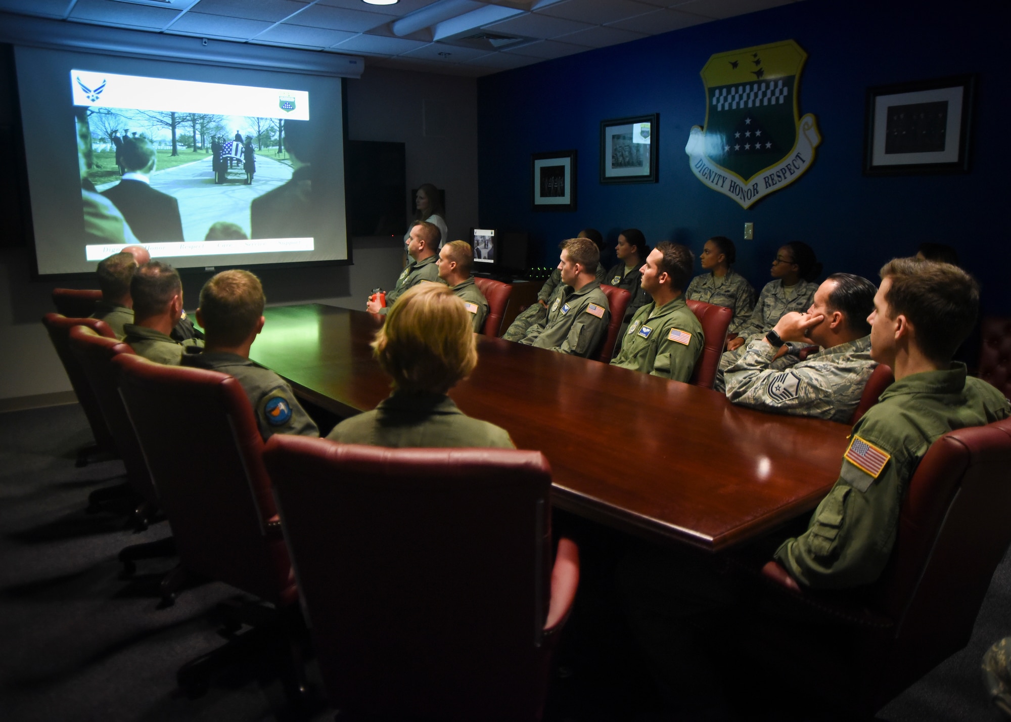 Mission brief in AFMAO conference room