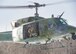 A U.S. Air Force UH-1N Iroquois with the 54th Helicopter Squadron, Minot Air Force Base, North Dakota, hovers over the Turtle Mountain State Forest, North Dakota, Feb. 14, 2018, during a 91st Security Forces Group field training exercise. During the exercise, defenders vectored the aircraft to a landing zone and performed a simulated medical evacuation. (U.S. Air Force photo by Senior Airman J.T. Armstrong)