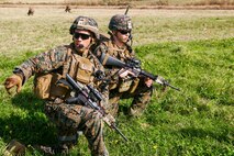 1st Lt. Patrick Nugent during a field exercise with Battalion Landing Team 1/5 at the Ie Shima Training Facility, Okinawa, Japan, Feb. 12, 2016.