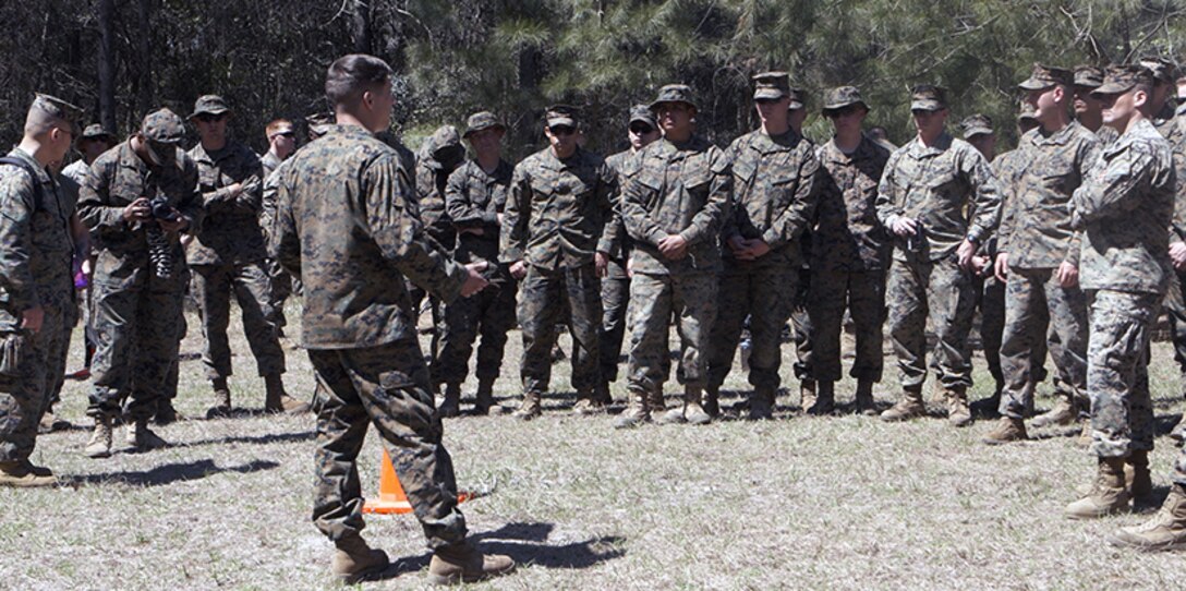 U.S. Marines in a group during training.