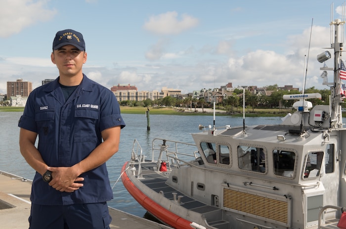 Meet Seaman Omar Suarez, this week's featured Faces of Joint Base Charleston service member.

Seaman Omar Suarez, Coast Guard Sector Charleston, is four weeks away from finishing a degree in Criminal Justice. After completing his degree, Suarez hopes to become a counterintelligence officer.