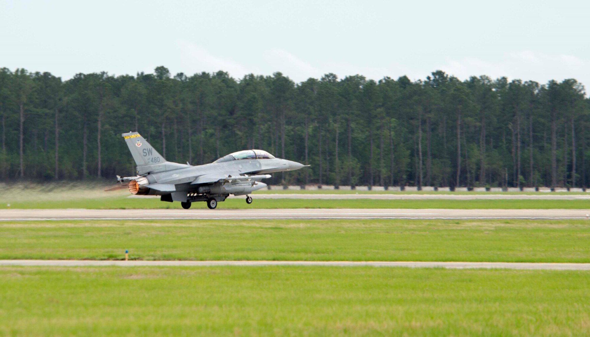 U.S. Air Force Lt. Col. Brandon McBrayer, 20th Operations Group deputy commander, gives a member of the Philippine Air Force a familiarization flight in an F-16DM Fighting Falcon at Shaw Air Force Base, S.C., May 23, 2018.