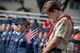 Austin Hawthorne, Boy Scouts Troop 45, prays during a Memorial Day ceremony