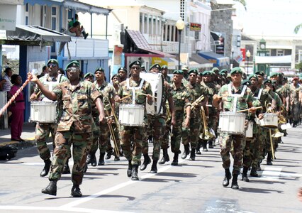 The St. Kitts and Nevis Defence Force performs.