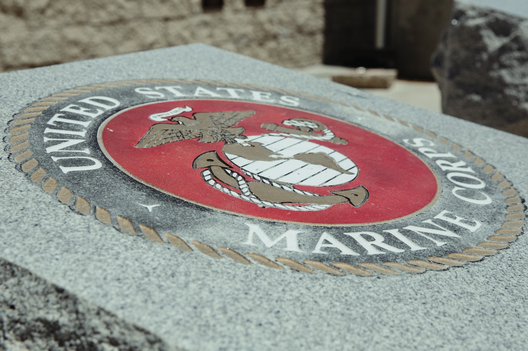 An Eagle, Globe and Anchor stands in honor of Marines who have died in service to their country during a Memorial Day ceremony held in Big Bear Lake, Calif., May 28, 2018. The ceremony was hosted by the American Legion and Marine Corps League and presented multiple guest speakers with backgrounds in the military. (U.S. Marine Corps photo by Lance Cpl. Isaac Cantrell)