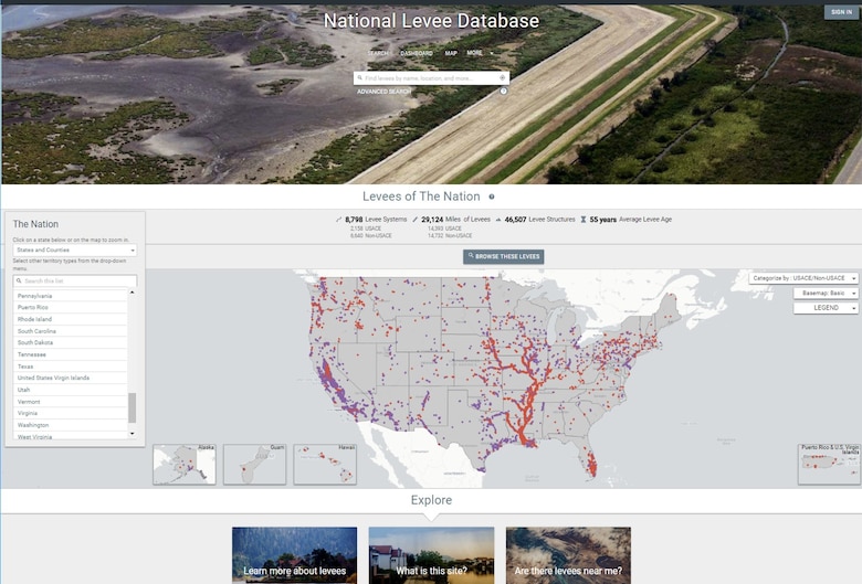“The National Levee Database is a public view into the information that builds understanding of the benefits and potential risks levees pose for the communities in which they exist,” said Eric C. Halpin, P.E., USACE deputy dam and levee safety officer.