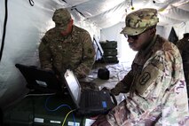 Soldiers at computer