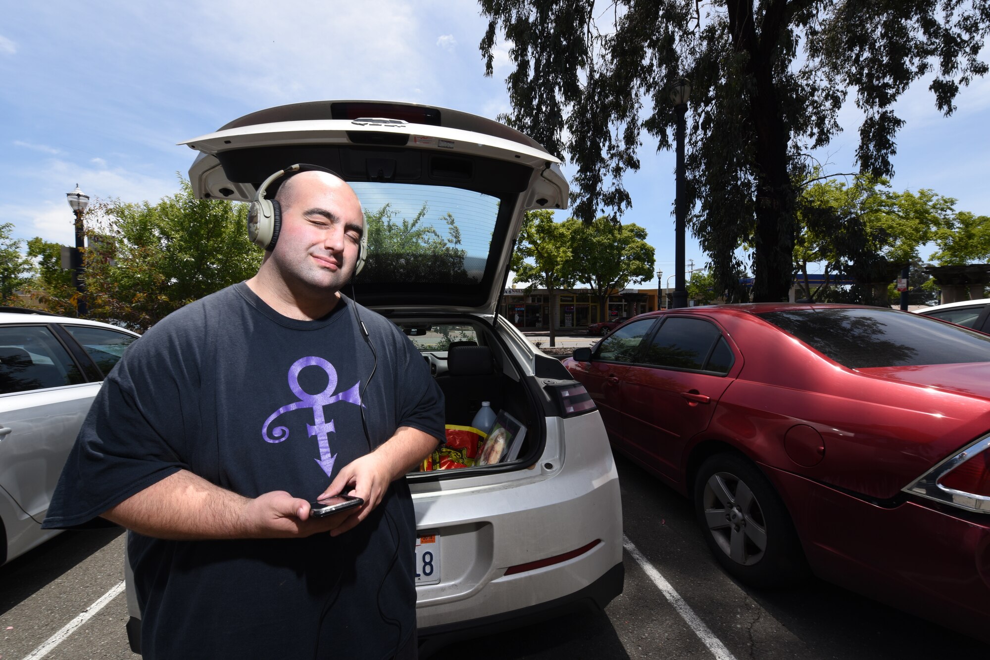 Nick DeCicco, Tailwind editor, poses for a photo May 4, 2018, at the Daily Republic Newspaper Office in Fairfield, Calif. DeCicco works at the Daily Republic, which houses the printing press where the Tailwind is printed. (U.S. Air Force photo by Staff Sgt. Amber Carter/Airman 1st Class Amy Younger)