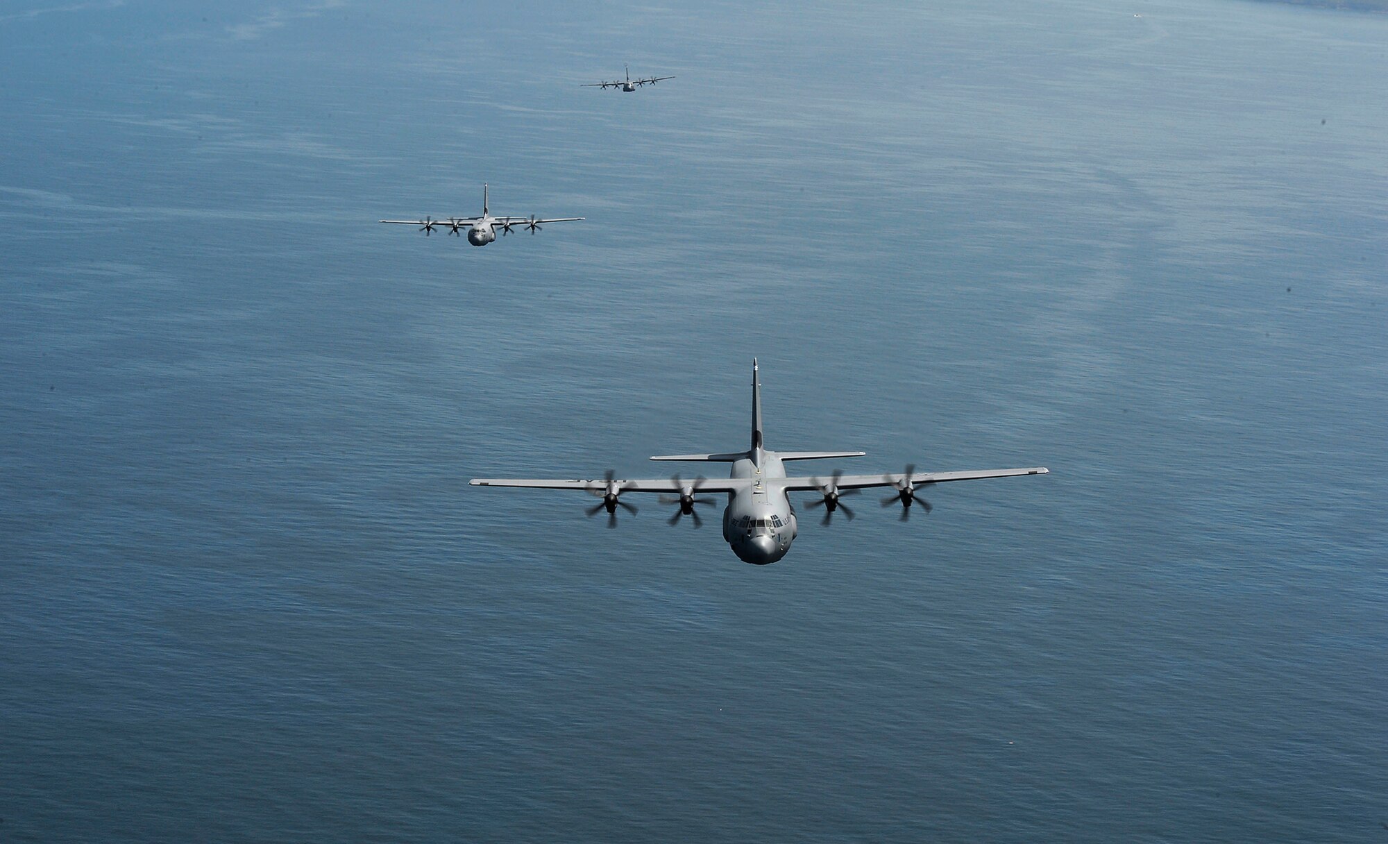 A formation of C-130J Super Hercules