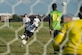 A member of the 633rd Medical Group team kicks the ball during the Intramural Soccer Championship at Joint Base Langley-Eustis, Virginia, June 4, 2018.