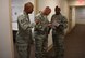 Master Sgt. Thee Thorpe, 90th Medical Group First Sergeant talks to 90th Medical Readiness Flight chief Master Sgt. Jeffery Naughton, and NCO in Charge Tech. Sgt. Josue Diaz June 6, 2018, in the 90th Medical Group Building on F.E. Warren Air Force Base, Wyo. Thorpe schedules time each day to get up and walk around to meet and chat with the people in his group to build trust and confidence between him and his fellow Airmen. Thorpe suggests it will improve leadership skills, personal skills and communication.  (U.S. Air Force photo by Airman 1st Class Braydon Williams)