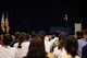 Morgan Nugent, Osan Middle High School principal, speaks to gathered families during the Osan English Camp graduation ceremony at OMHS, Osan Air Base, Republic of Korea, May 31, 2018.