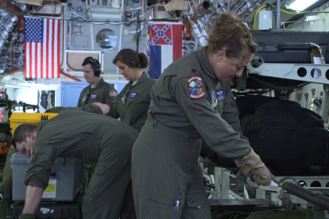 Air Force crew on a C-17 aircraft.