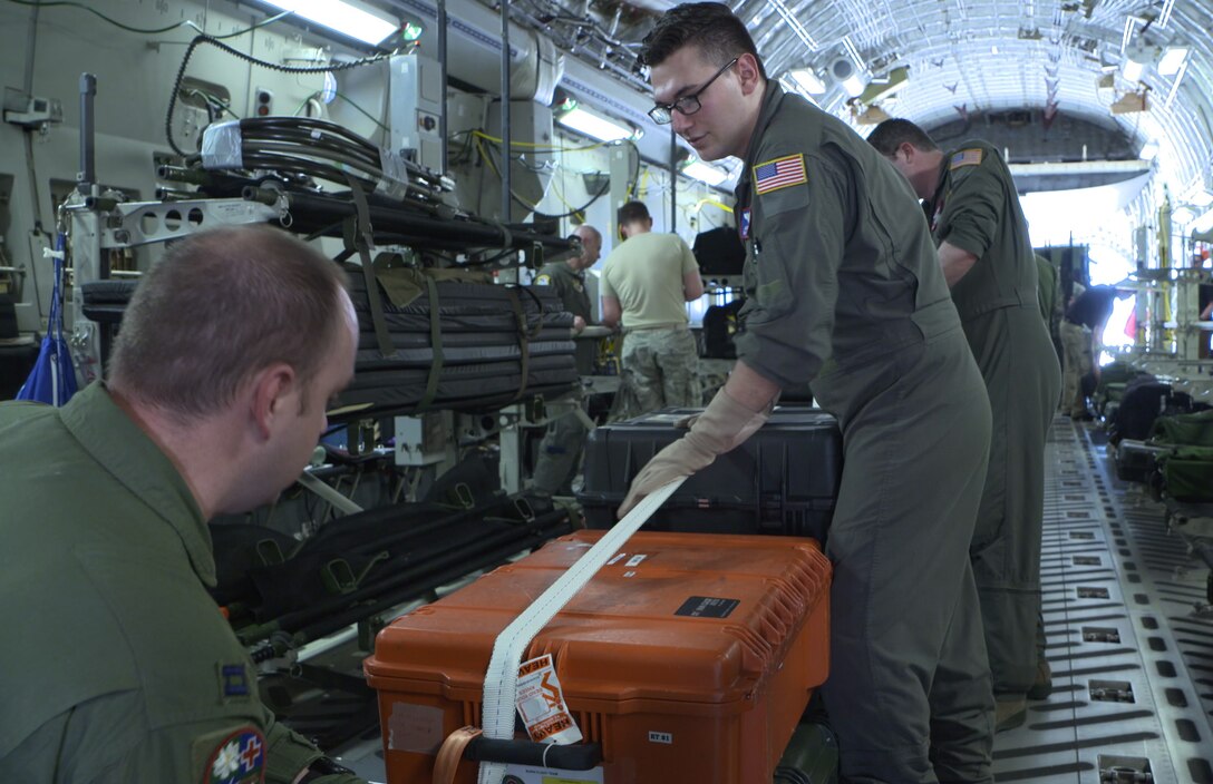Air Force crew on a C-17 aircraft.
