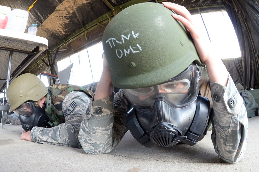 Airman 1st Class Allison West, Contracting Directorate, participates in a field exercise May 3, 2018, at Hill Air Force Base, Utah. (U.S. Air Force photo by Todd Cromar)