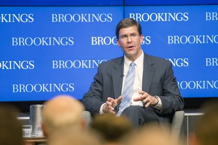 Secretary of the Army Dr. Mark T. Esper outlines the U.S. Army Vision at Brookings Institute, Washington, D.C., June 5, 2018.