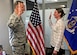 Lt. Col. Joseph Walter, wing process manager for the 442d Fighter Wing, soon-to-be 2nd Lt. Margaret "Maggie" Ann Atkins and Tech. Sgt. Michael Smith, Officer Accessions recruiter at Scott AFB, pose for a photo after Atkins takes the oath of enlistment at Whiteman Air Force Base, May 21, 2018.