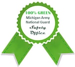 The green ribbon of the Michigan Army National Guard's Safety Office, which won national recognition for its programs.