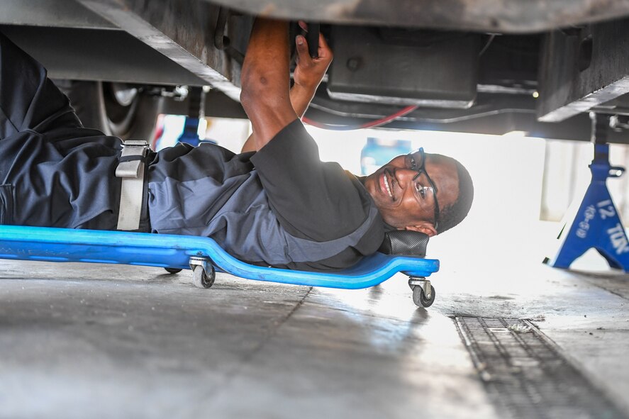 Staff Sgt. Deshawn Scott, 75th Logistics Squadron, was awarded the Team Hill Top 3 Superior Performer award. Each month the Top III recognizes one Airman from Team Hill who has demonstrated outstanding performance. Scott is a special vehicle maintainer for fire engine and refueling trucks at Hill Air Force Base, Utah. (U.S. Air Force photo by Cynthia Griggs)