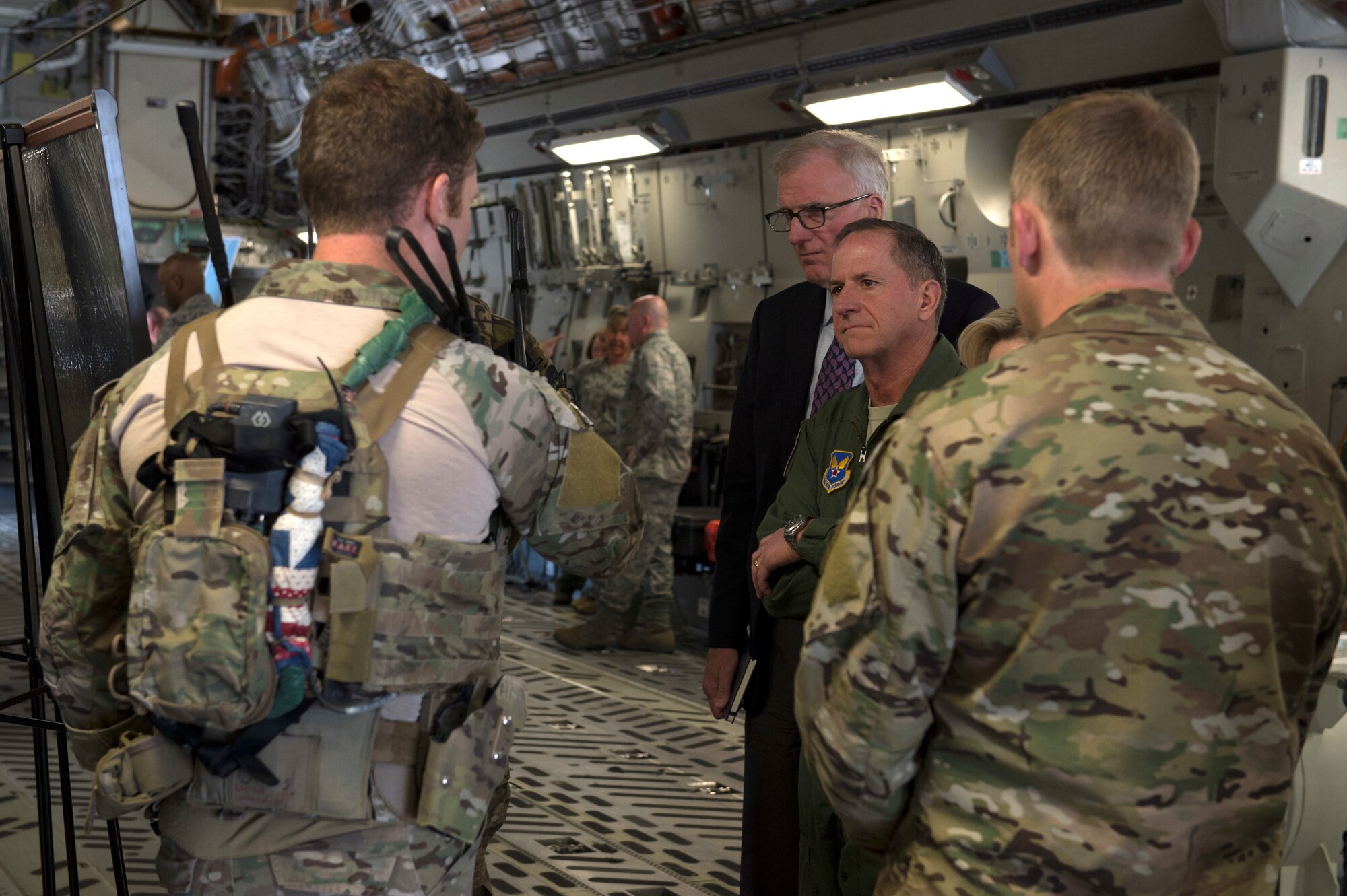 Gen David Goldfein, Chief of Staff of the Air Force, talks with members of the 22nd Special Tactics Squadron about the role they play in the Air Force mission, June 5, 2018, at Joint Base Lewis-McChord, Wash. The 22 STS Airmen use their unique skills to ensure ground and air superiority in any location they deploy. (U.S. Air Force photo by A1C Sara Hoerichs)