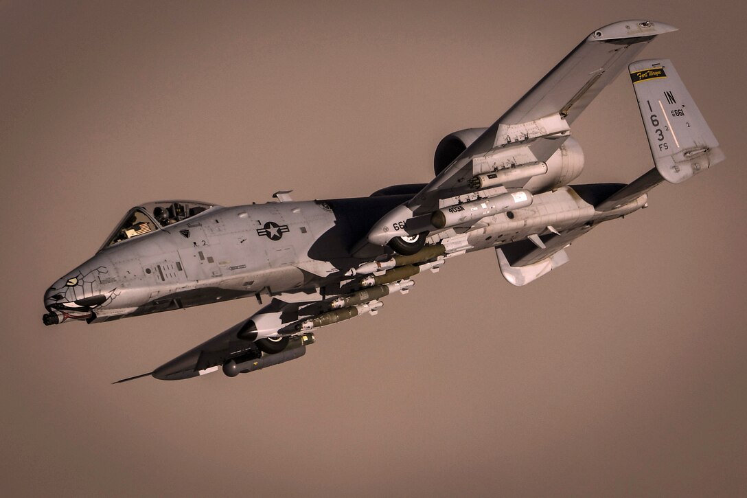 An Air Force A-10 Thunderbolt II breaks away after being refueled during a mission over Afghanistan.