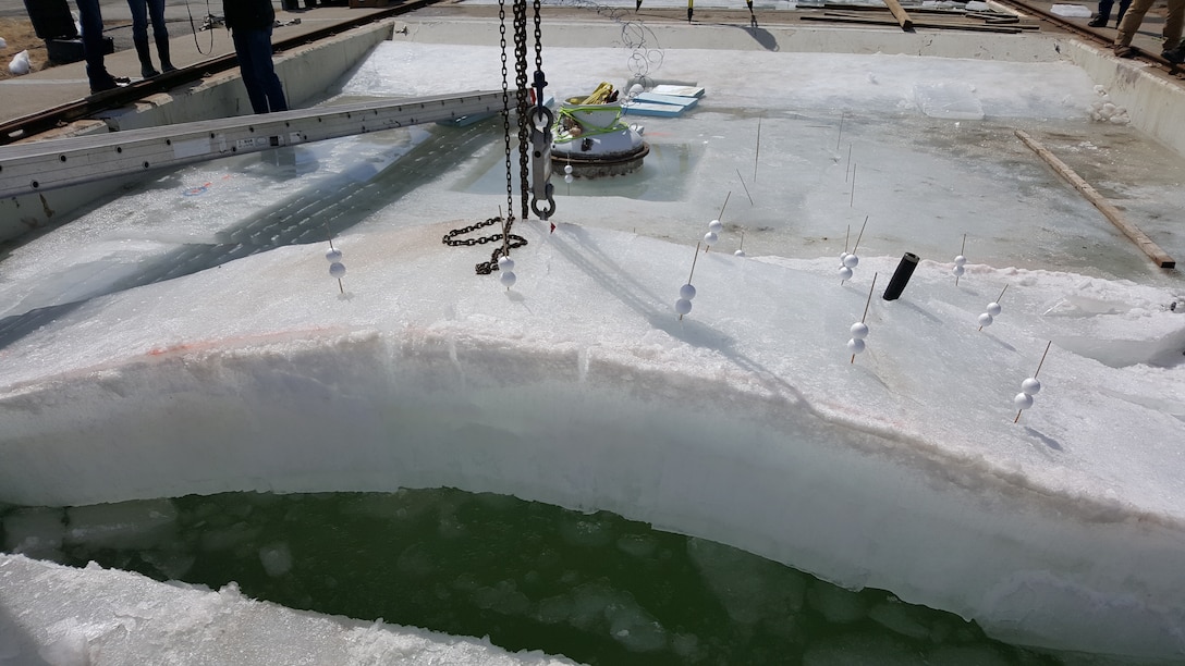 Cold Regions Lab tests survivability of ice stress on Arctic energy and communications pod