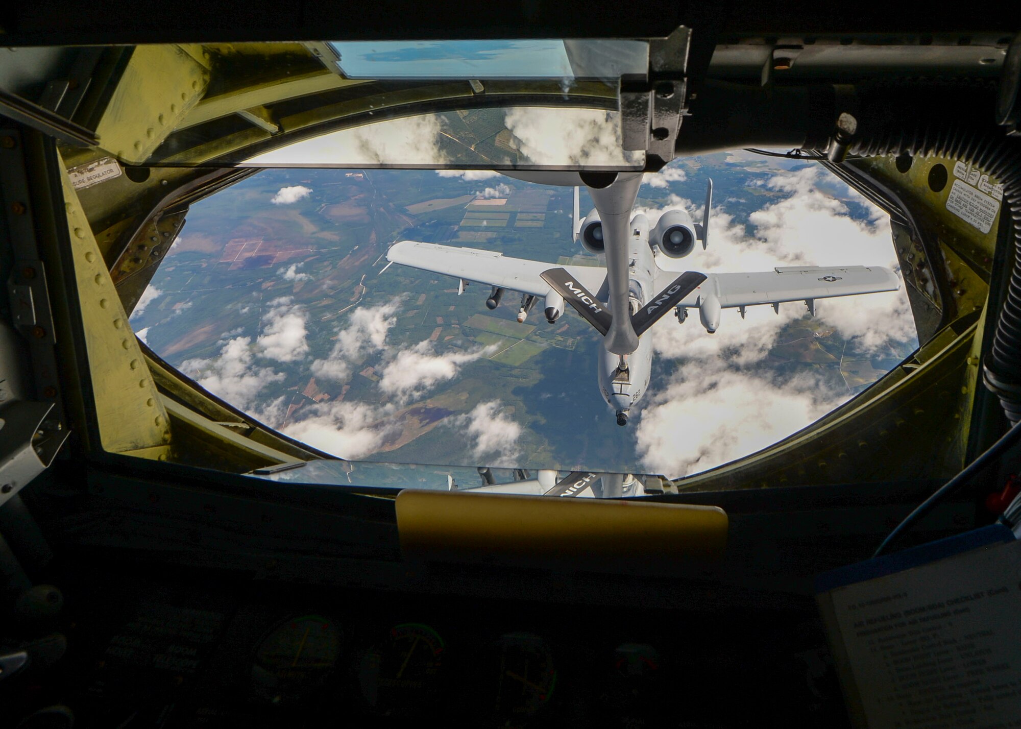 An A-10 Thunderbolt II refuels during flight while partaking in Saber Strike 18 over Latvia on June 8, 2018. Aircraft used KC-135 Stratotankers to refuel, extending their flight time and effectiveness during the exercise. (U.S. Air Force photo by Staff Sgt. Jimmie D. Pike)