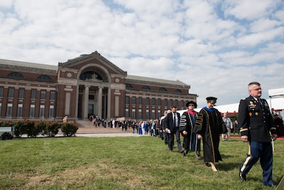 National Defense University (NDU) Faculty walk out of Roosevelt Hall