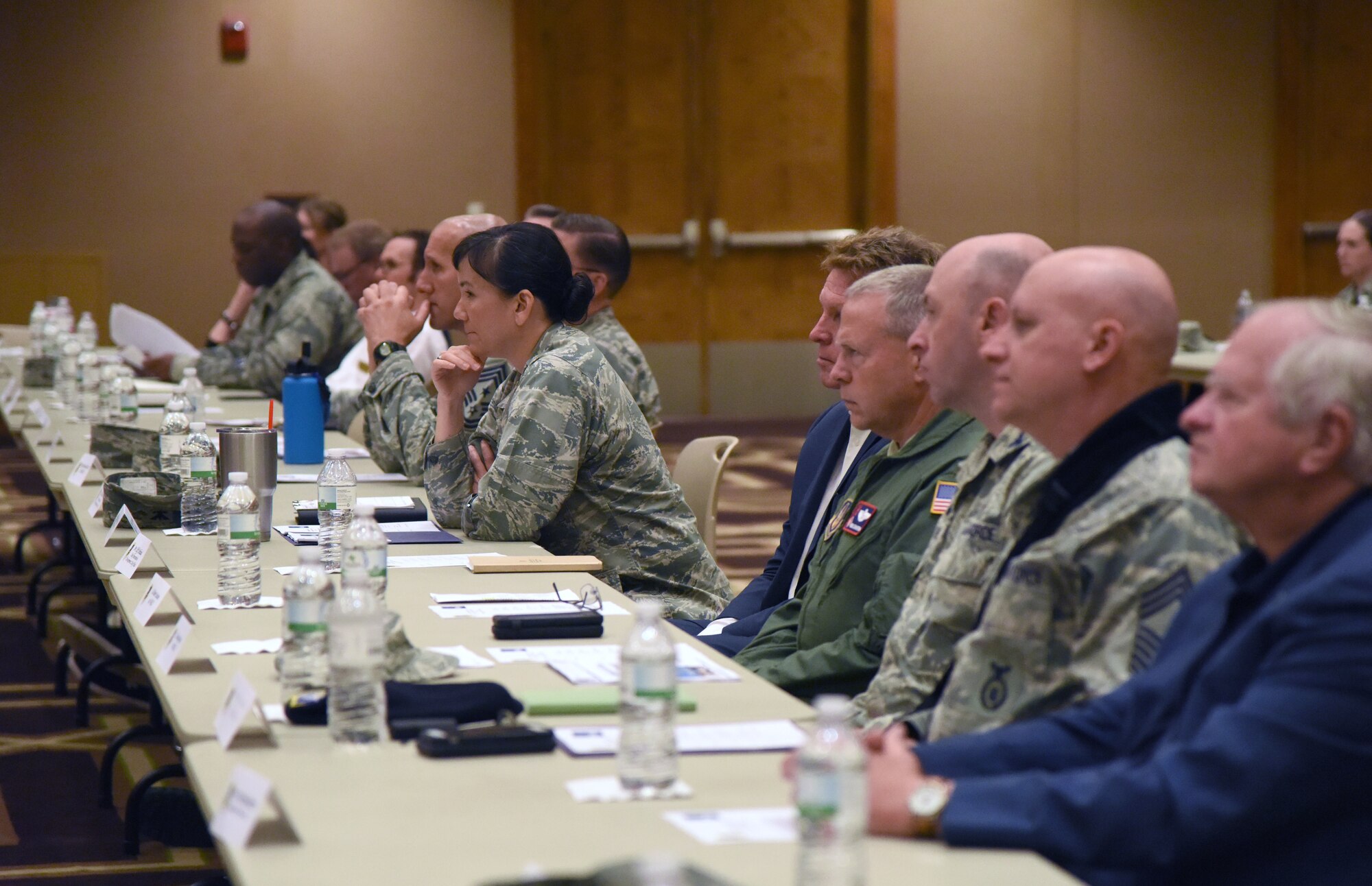 U.S. Air Force Col. Debra Lovette, 81st Training Wing commander, attends the Air Force Community Partnership Conference at the Biloxi Civic Center in Biloxi, Mississippi, June 6, 2018. The program is part of a larger Air Force Public-Public, Public-Private (P4) initiative to encourage installations and local communities to combine or improve resources and operating processes. (U.S. Air Force photo by Kemberly Groue)