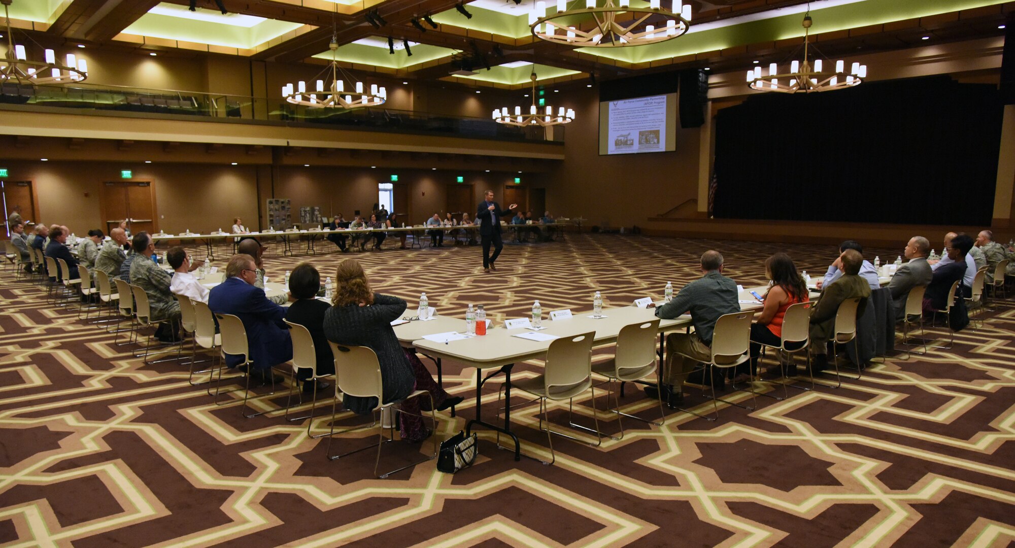 Teran Judd, Air Force Community Partnership & Encroachment director, delivers remarks during the Air Force Community Partnership Conference at the Biloxi Civic Center in Biloxi, Mississippi, June 6, 2018. The Air Force Community Partnership Program provides military installations and local communities an opportunity to achieve mutual value and benefit. (U.S. Air Force photo by Kemberly Groue)