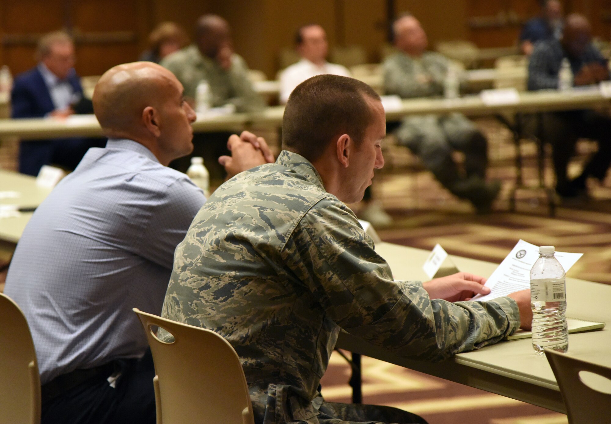 Mississippi representatives from state and local communities and various civic leaders attend the Air Force Community Partnership Conference at the Biloxi Civic Center, in Biloxi, Mississippi, June 6, 2018. Over 60 people were in attendance from the local community and Keesler Air Force Base leadership. (U.S. Air Force photo by Kemberly Groue)
